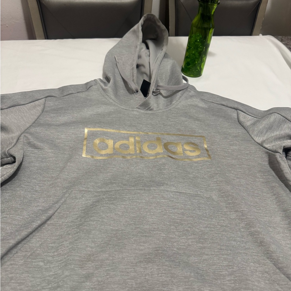 Adidas Gray Men  Hoodie with Gold Logo Size XL